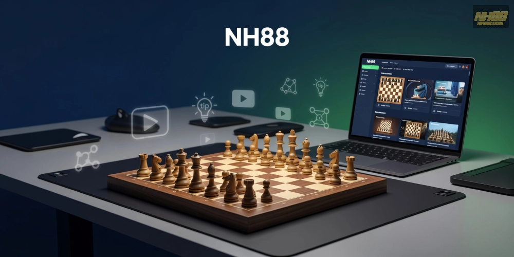 Hình minh họa khái niệm cơ bản về hướng dẫn chơi cờ vua trên nền tảng NH88 chuyên nghiệp.