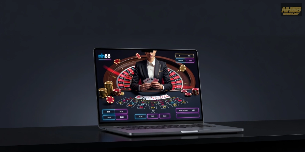 Minh họa giao diện live casino free nh88 với dealer chuyên nghiệp và trò chơi đa dạng
