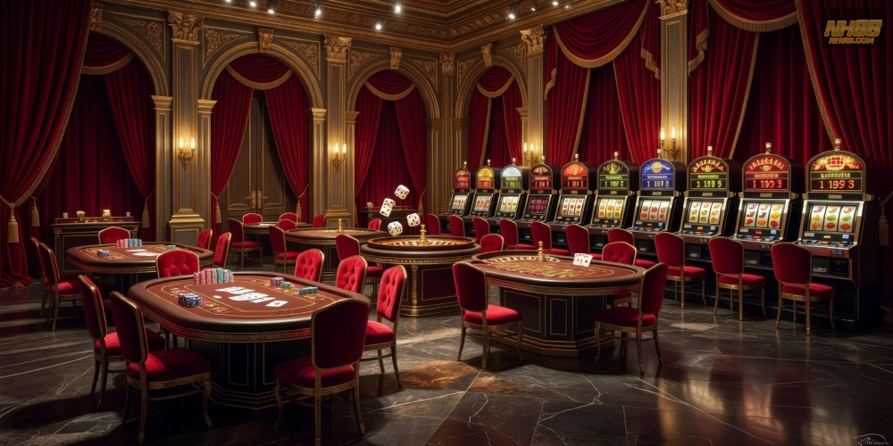 Hình ảnh đại diện cho casino nh88 hoàng gia với thiết kế sang trọng và các trò chơi cao cấp